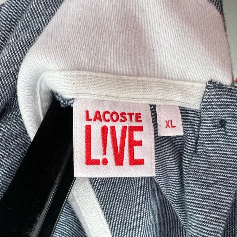 Lacoste live collared shirt striped navy white logo crocodile front milkmaid y2k - Picture 9 of 10
